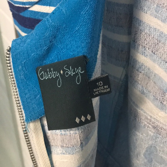 Gabby Skye Blue Stripped Fit and Flare Dress - Picture 5 of 7